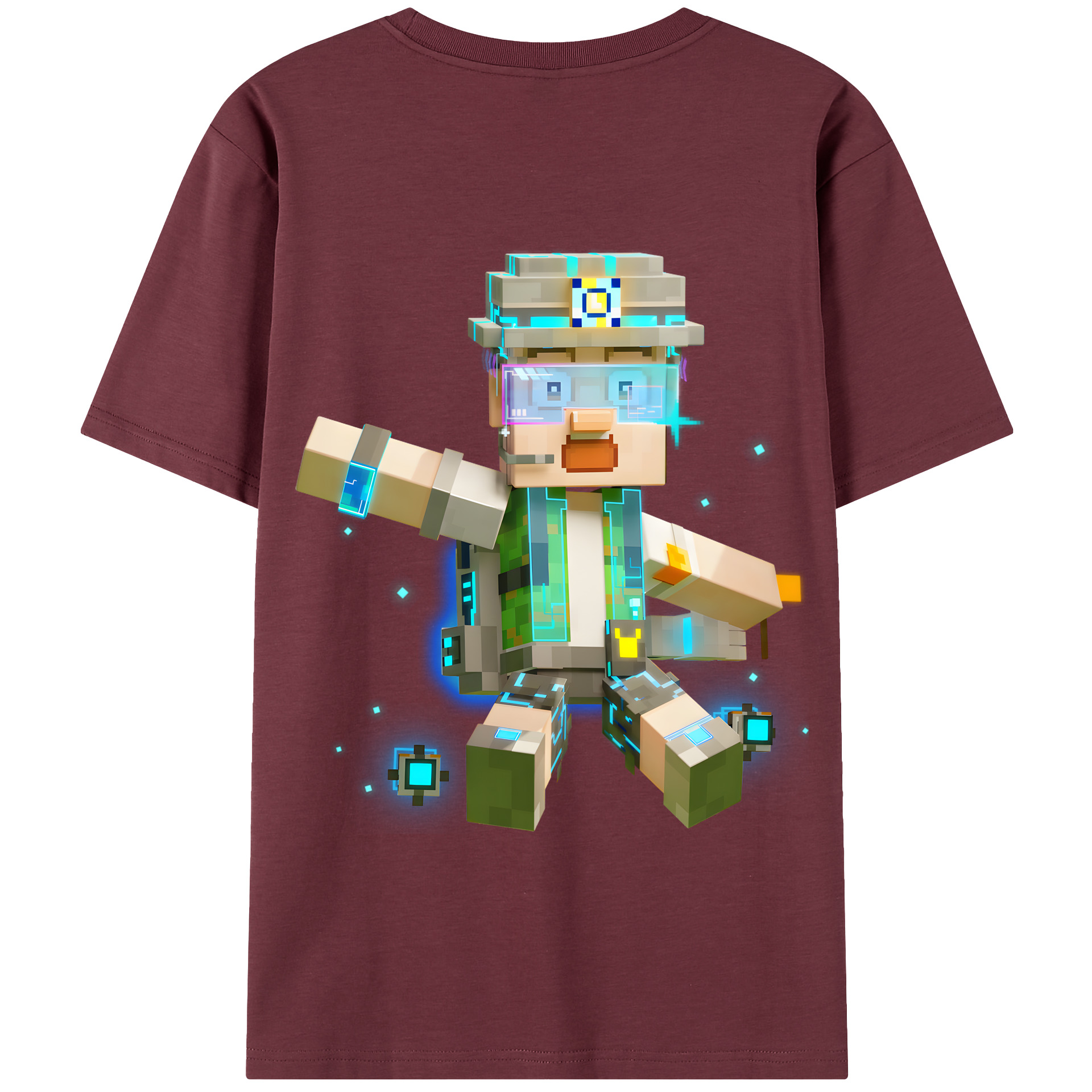 （画像用） マインクラフト ブロックの世界 Minecraft MC Block world 綿100％半袖Tシャツ（背面プリント）
